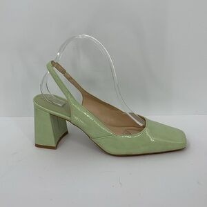 Alex Marie Patent slingback shoes heel mint green light chunky heel 9.5 WIDE